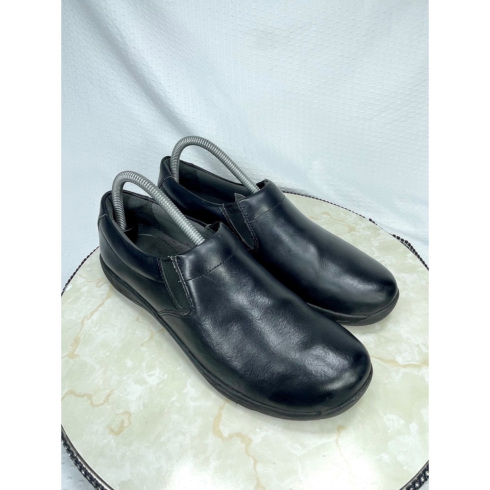 Dansko Ellie Leather Slip On Professional Clogs Womens 9 Black Orthopedic Shoes